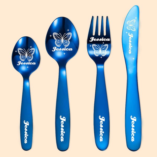 Personalized Butterfly Cutlery Set Gift for Kids