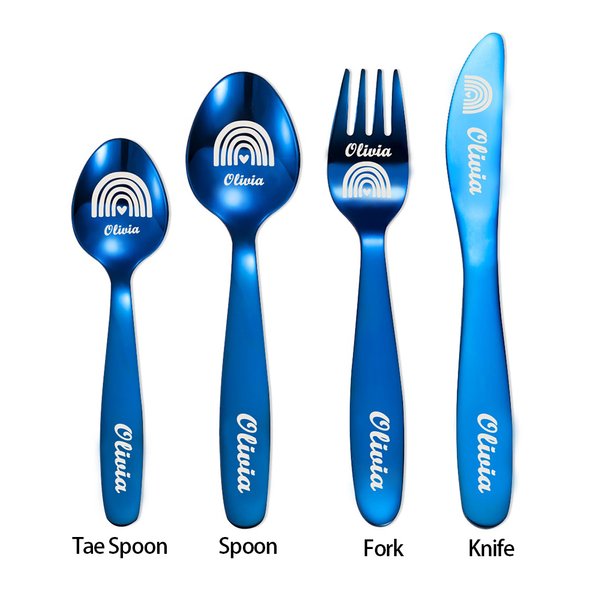 Set de couverts arc-en-ciel personnalisé - Cadeau pour enfants