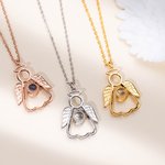Personalized Guardian Angel Photo Projection Memorial Necklace Sympathy Gift for Women Girls Loss of Loved One