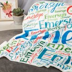 Personalized Soft Flannel Name Family Blanket Word Cloud Art Design Blanket