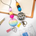 Cordoncino personalizzato con stampa leopardata con nappe e perline Regalo di apprezzamento per l'insegnante per il ritorno a scuola