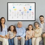 Personalized 1-16 Family Watercolor Flowers Horizontal Frameless Canvas Painting with Name Mother's Day Birthday Gift for Family
