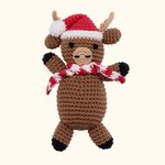 Personalisierte handgemachte Weihnachtsmann Elch Lebkuchen Häkelpuppe und Rassel 1. Weihnachtsgeschenk für Baby