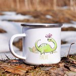 Taza de camping esmaltada personalizada para niños y niñas