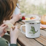 Taza de camping esmaltada personalizada para niños y niñas