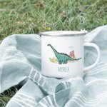 Taza de camping esmaltada personalizada para niños y niñas