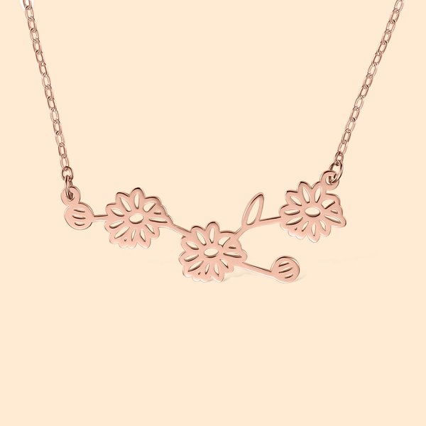 Gepersonaliseerde geboortebloem sterrenbeelden ketting