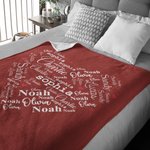 Personalized Close to Her Heart Fleece Blanket with 1-20 Name Super Soft Home Decor Valentine's Day Anniversary Birthday Gift for Couple Family