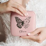 Personalised Half Butterfly Half Birth Flower Leather Jewellery Box