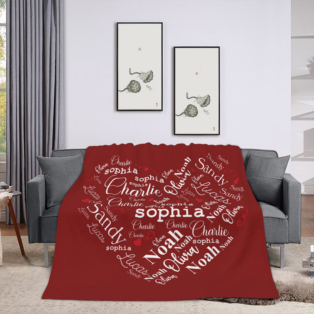 Personalized Close to Her Heart Fleece Blanket with 120 Name Super