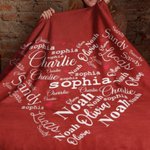 Personalized Close to Her Heart Fleece Blanket with 1-20 Name Super Soft Home Decor Valentine's Day Anniversary Birthday Gift for Couple Family