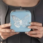 Personalised Half Butterfly Half Birth Flower Leather Jewellery Box