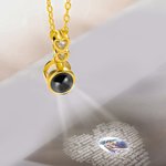 Personalised Sterling Silver Double Heart Photo Projection Necklace with I Love You in 100 Languages Birthday Anniversary Gift for Her