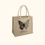 Personalisierte Geburt Blume Schmetterling Burlap Tote Bag