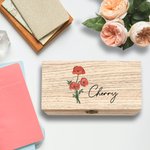 Personalized Birth Flower Wood Storage Box