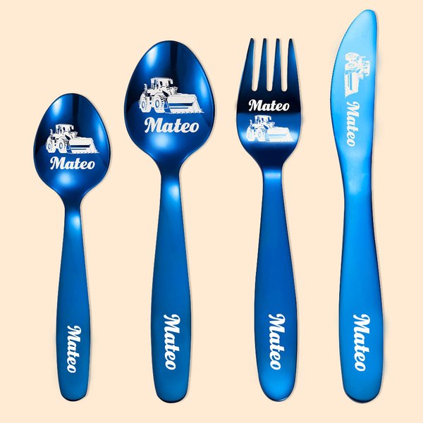 Personalized Engineering Vehicle Cutlery Set Gift for Kids