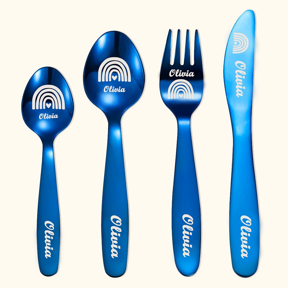 Personalized Rainbow Cutlery Set Gift for Kids CALLIE