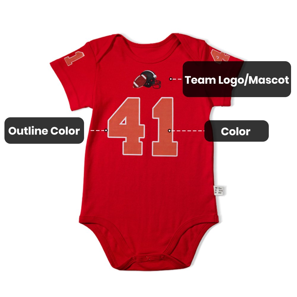 Personalised Cotton Sports Jersey Onesie with Name Number and Team Logo