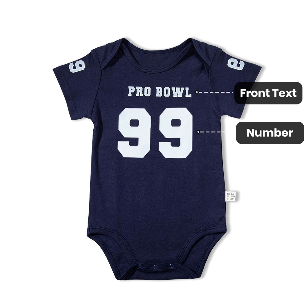 Personalised Cotton Sports Jersey Onesie with Name Number and Team Logo