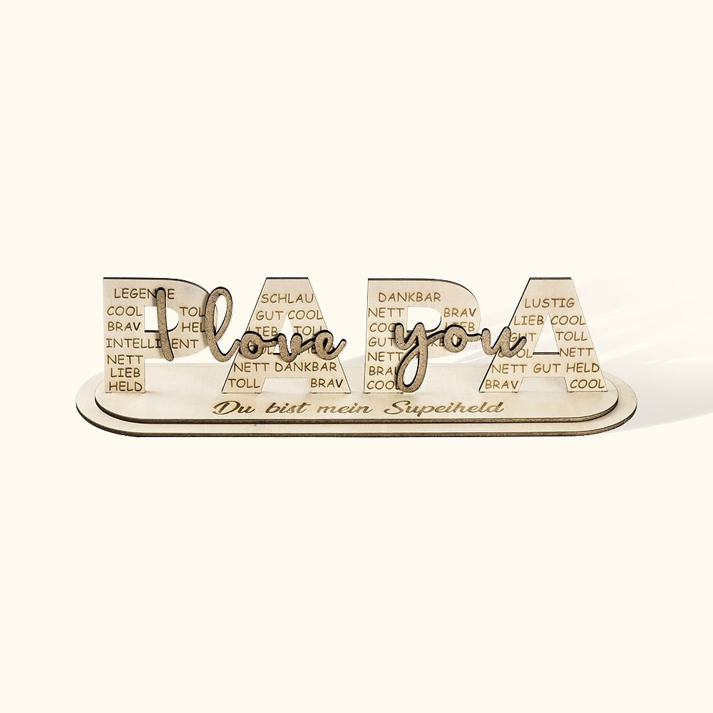 Plaque Décoration en Bois Personnalisée avec Texte Thème I Love You Ornement de Bureau Chambre Cadeau Fête des Pères pour Papa Maman Famille