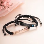 Bracelets Tissés Réglable Lot de 2 Personnalisé avec Noms Cadeau de Saint-Valentin et d'Anniversaire pour Couple