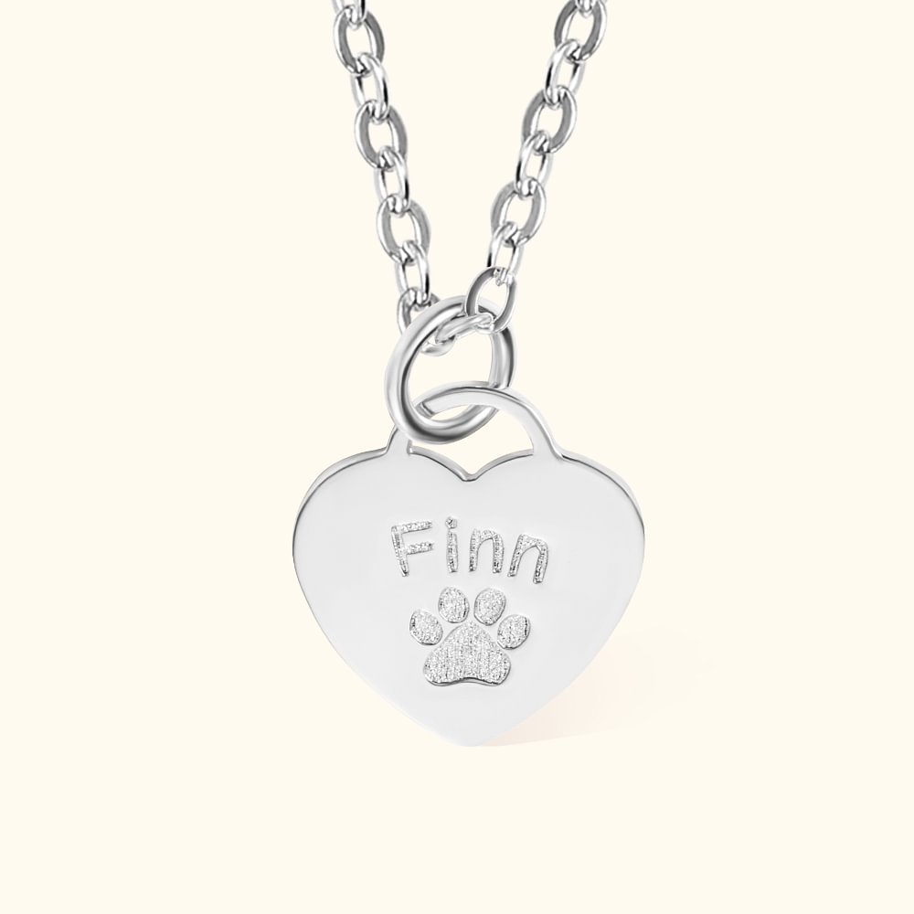 Collier en Coeur avec Prénom de l'Animal Personnalisé Cadeau pour Amoureux des Animaux