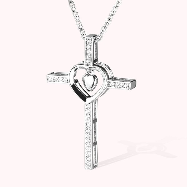 Pendentif de Coeur Personnalisé avec Couleur du Croix Bijoux pour Femmes Cadeau d'Anniversaire pour Elle