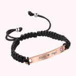 Bracelets Tissés Réglable Lot de 2 Personnalisé avec Noms Cadeau de Saint-Valentin et d'Anniversaire pour Couple