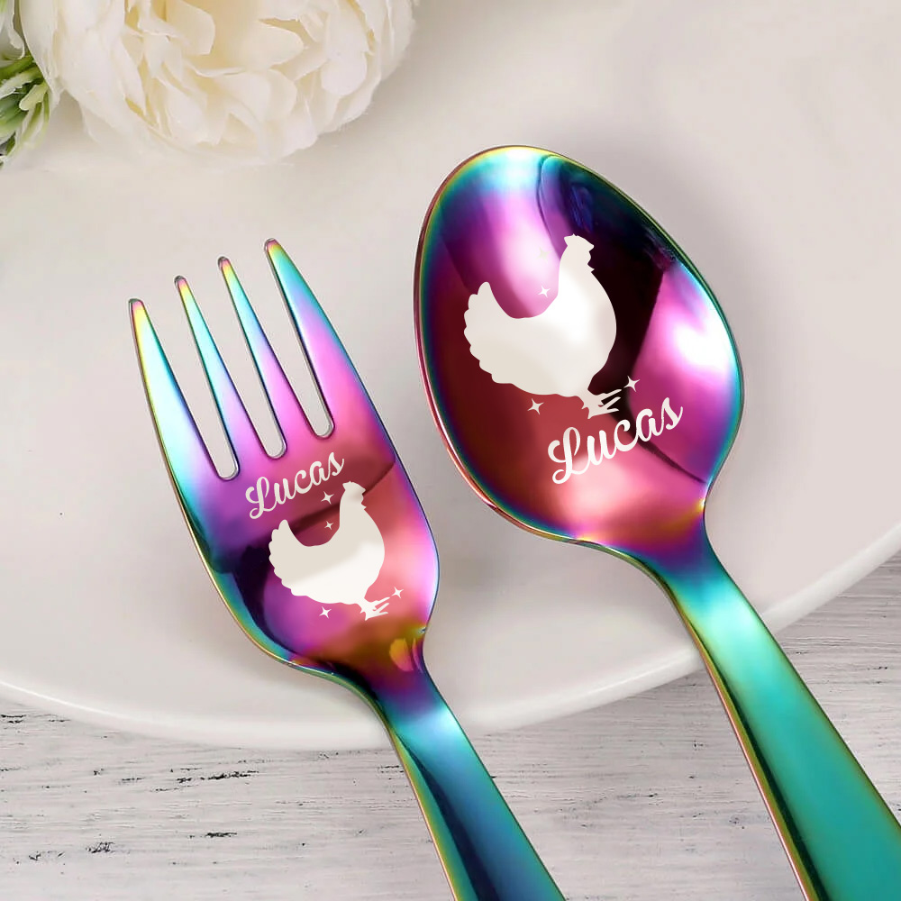 Personalized Chicken Theme Cutlery Sets Gift - CALLIE