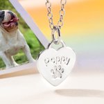 Personalisierte Pfote drucken Herz Halskette mit Pet Name für Tierliebhaber Geschenk