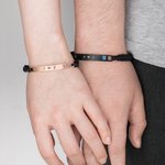 Bracelets Tissés Réglable Lot de 2 Personnalisé avec Noms Cadeau de Saint-Valentin et d'Anniversaire pour Couple