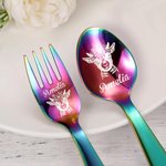 Gepersonaliseerd bestek met eend thema cadeau voor kinderen