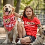 Personalised XOXO My Valentine Photo Name Dog Cat Plaid Bandana Matching Adult T-shirt Birthday Party Valentine's Day Gift for Pet Owners