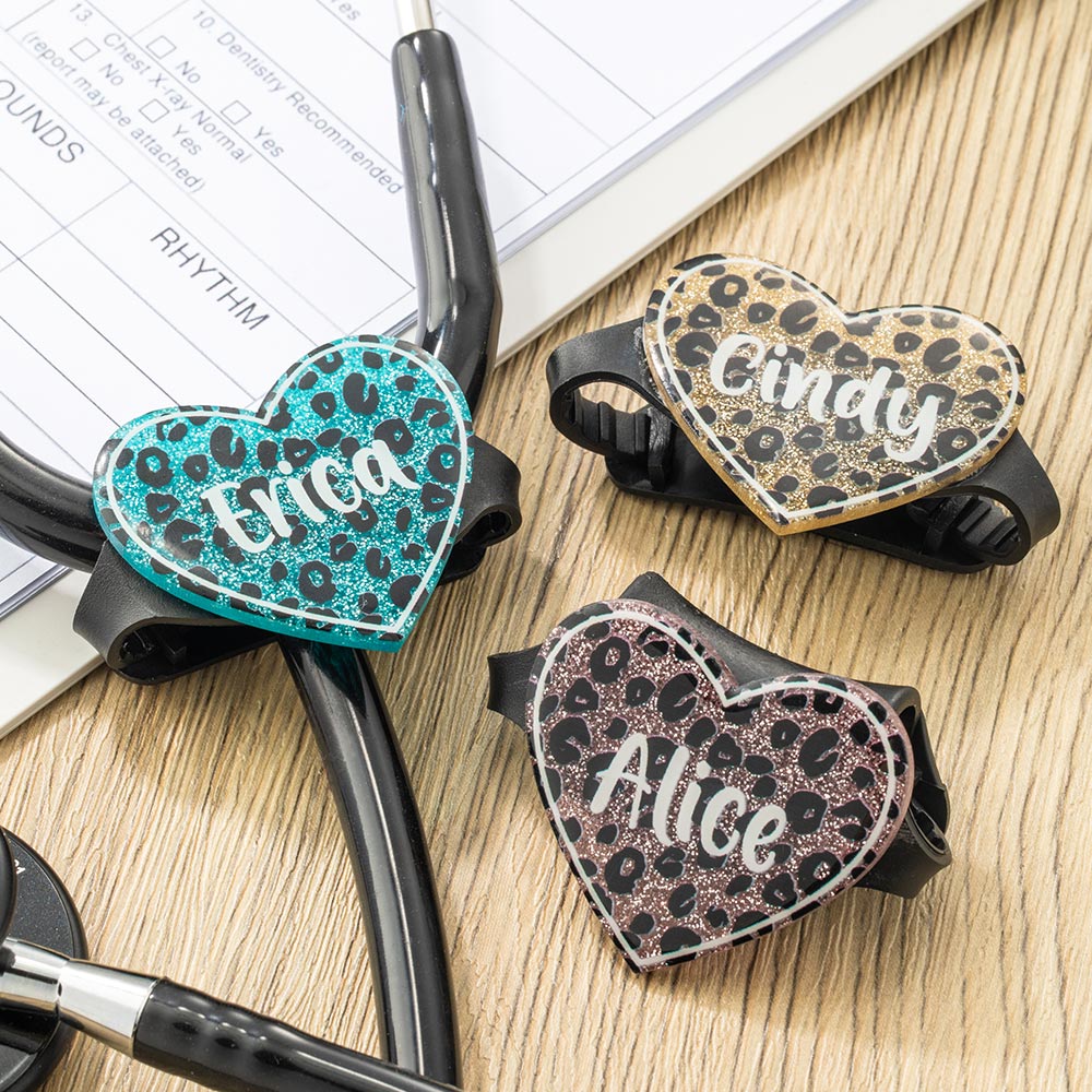 Personalized Leopard Stethoscope Stethoscope ID Tag Name Tag for Nurse Gift CALLIE