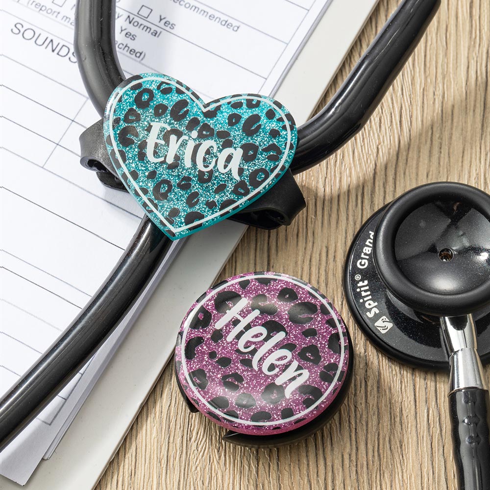 Personalized Leopard Stethoscope Stethoscope ID Tag Name Tag for Nurse Gift CALLIE