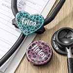 Personalized Leopard Stethoscope Stethoscope ID Tag Name Tag for Nurse Gift