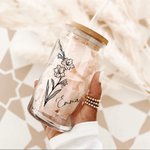 Personalisierte Geburt Blume Becher Glasdose mit Bambusdeckel und Strohhalm