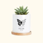 Personalized Memorial Succulent Pot with Half Butterfly Half Birth Flower Condolences Gift