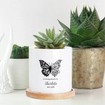 Personalized Memorial Succulent Pot with Half Butterfly Half Birth Flower Condolences Gift