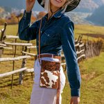 Personalized Phone Crossbody Western Tooled Leather Cowhide  Messenger Fringe Purse Bag