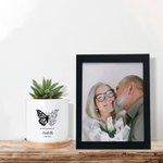 Personalized Memorial Succulent Pot with Half Butterfly Half Birth Flower Condolences Gift