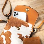Personalized Phone Crossbody Western Tooled Leather Cowhide  Messenger Fringe Purse Bag