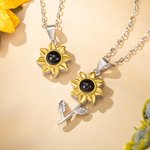 Personalisierte 100 Sprachen Ich liebe dich Foto Projektion Sonnenblume Halskette