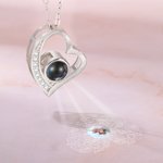 Collier Cœur Irrégulier Personnalisé avec Projection de Photo et Je t'aime en 100 Langues Cadeau Anniversaire de Mariage pour Femme