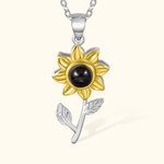 Personalized Sunflower 100 Languages I love You Photo Projection Necklace