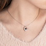 Collier Cœur Irrégulier Personnalisé avec Projection de Photo et Je t'aime en 100 Langues Cadeau Anniversaire de Mariage pour Femme