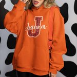 Personalized Glitter Football T-Shirt Hoodie with  Varsity Letter and Mascot Name