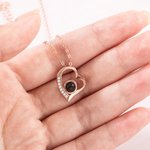 Collier Cœur Irrégulier Personnalisé avec Projection de Photo et Je t'aime en 100 Langues Cadeau Anniversaire de Mariage pour Femme