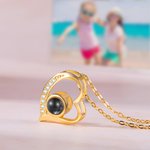 Collier Cœur Irrégulier Personnalisé avec Projection de Photo et Je t'aime en 100 Langues Cadeau Anniversaire de Mariage pour Femme