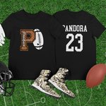 Personalized Glitter Football T-Shirt Hoodie with  Varsity Letter and Mascot Name